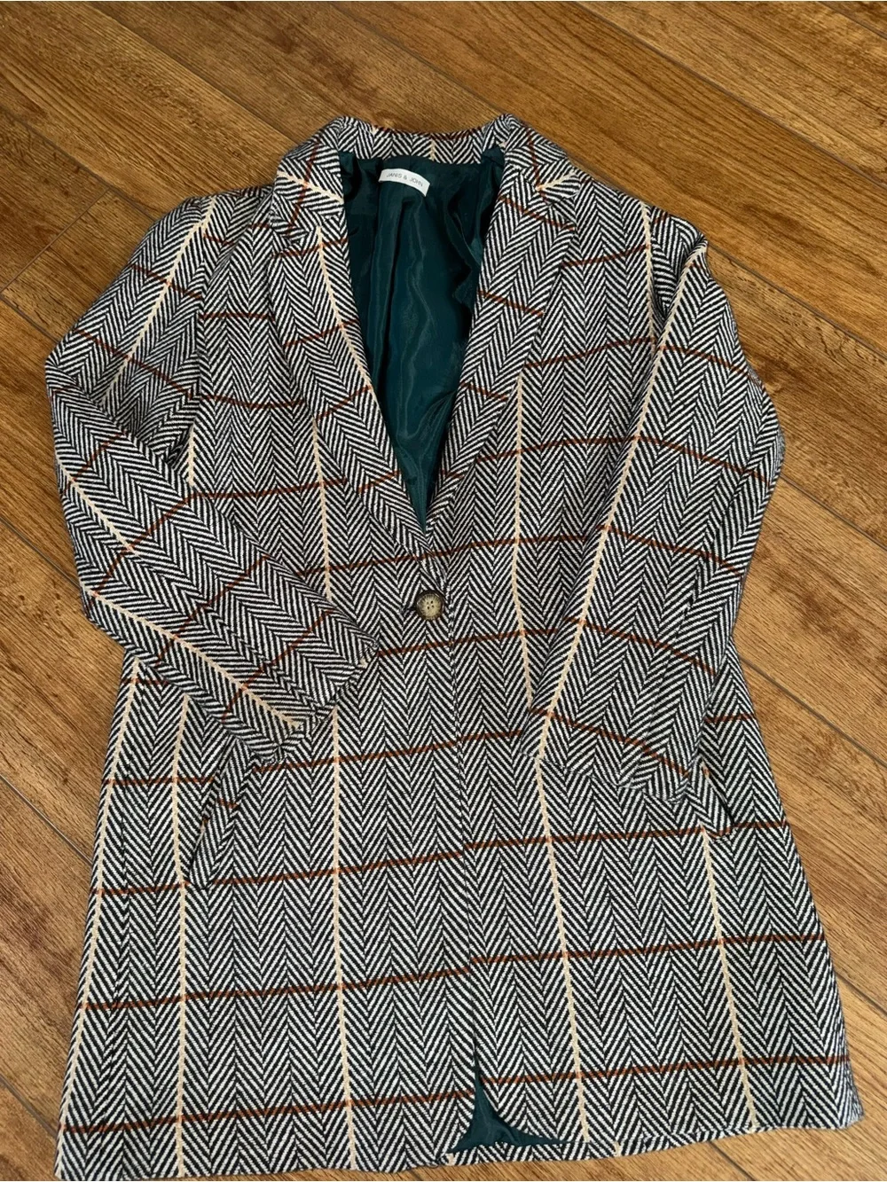 JANIS & JOHN herringbone plaid pattern blazer